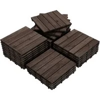 Yaheetech Holzfliesen 27 Stück 30 × 30 cm aus Tannenholz mit Stecksystem, Terrassenfliesen mit Drainagesystem wetterfest ca. 2,6 m²