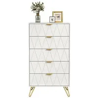 UEV Kommode mit 5 Schubladen, Highboard, Schmal Beistellschrank (Mehrzweckschrank für Wohnzimmer Schlafzimmer Büro Flur, Sideboard mit Schubladen weiß/schwarz/dunkel blau/graublau), 60x34x110cm, Schubladenschrank, Aufbewahrungsschrank, mit Kisppschut