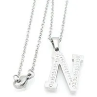 BUNGSA Kette mit Anhänger Buchstaben-Kette A-Z mit Strass Silber aus Edelstahl Damen K (1-tlg), Halskette Necklace