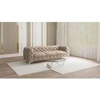 S-Style Möbel Chesterfield-Sofa Kalina, 3-Sitzer mit silbernen Metall Füßen, mit Wellenfederung