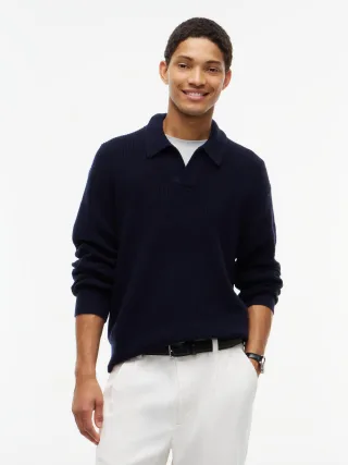 FISHERMAN RIB JONNY COLLAR Navy Blue - Gr. - M
