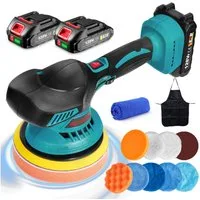 ONEVAN Akku-Poliermaschine 6 Zoll Auto Poliermaschinen Puffer 6 Variable Geschwindig, (mit 2 x Akku, Mini 6 Zoll Exzenter Auto Poliermaschine Set), mit 2 x Akku, Exzenter Auto Poliermaschine Set