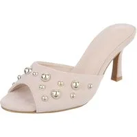Ital-Design Damen Pantoletten Pumps mit Nieten und Stilettoabsatz Pantolette (91742673) Pfennig-/Stilettoabsatz Sandalen & Sandaletten in Beige