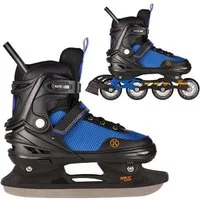 NILS EXTREME Inlineskates 2-IN-1 Inliner Schlittschuhe Rollschuhe Eishockey, verstellbare Größe, einfaches Rollen gegen Kufen austauschen