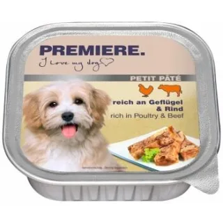 PREMIERE Petit Pâté Nassfutter Hund, Adult, Geflügel und Rind 44x150 g