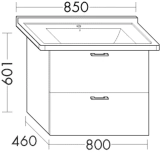 Burgbad Waschtischunterschrank zu Keramik Sys30 PG2 Echo 601x800x460 Anthrazit Hochglanz, WVWO080F0 WVWO080F0945