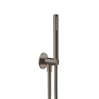 Herzbach spa ix pvd Wannen-Set rund Brauseanschlussbogen 70 stab bs 125 black, Black Steel, 21.91440 21.914400.1.40