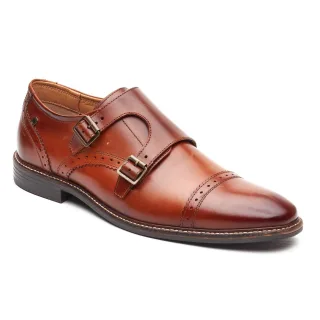 Base London Henley Mönch Leder Herren Schuhe in Burnt Tan mit doppeltem Mönchverschluss