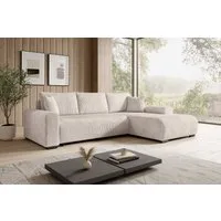 storez24 Ecksofa Ellen, mit Bettkasten und Schlaffunktion, Cordstoff, L-Form, bequem