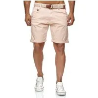 Indicode Shorts Herren kurze Hose mit Gürtel - Conor - Aus Baumwolle - Regular Fit Freizeithose - Sportlich eleganter Look - Bequemes Stretch Material