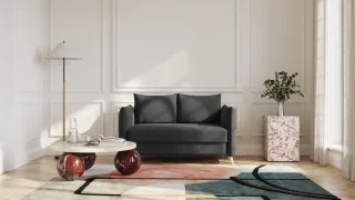 BRUNO Schlafsofa 120cm in Anthrazit | Pillow | stabiles Massivholz & Boxspringkomfort