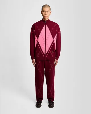Lyle & Scott Argyle Strick-Trainingshose - Burgunderrot