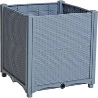 ESTEXO Hochbeet Blumenbeet Gemüsebeet 40x40x44 cm Pflanzbeet Polyrattan Grau