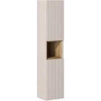 Lomadox Hochschrank NEWPORT-56-CASHMERE Badschrank in kaschmir mit Eiche, gerillte Front, ca. 30/140/24 cm