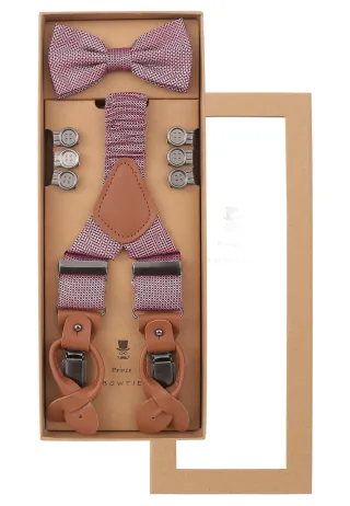 prince bowtie - Set Hosenträger+Fliege Micro bordo - Gr. - OS