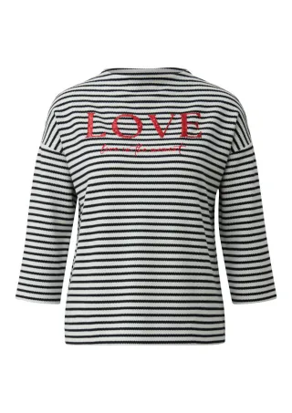 s.Oliver BLACK LABEL - Gestreiftes Sweatshirt weiß/schwarz - Gr. - 38