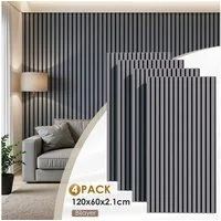 TLGREEN Wandpaneel 3D Akustikpaneele Holz MDF Schalldämpfung, BxL: 60x120 cm, 2,88 qm, (4 Stück Wandpaneele Holzoptik, Wandverkleidung Wandpaneele für effektiven Schallschutz) für Wohnzimmer, Büro, Garderobe, Eiche