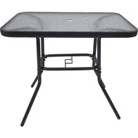 VCM Gartentisch Glas 70x80x55cm, Gartentisch aus Glas und Metall, Anthrazit