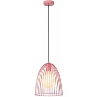 Licht-Erlebnisse Pendelleuchte NAVIK, ohne Leuchtmittel, Rosa Metall Draht Kinder rund Ø24,5 cm E27 Kinderzimmer Mädchen