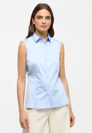 ETERNA - Satin Shirt Bluse Satingewebe ohne Arm hellblau - Gr. - 44