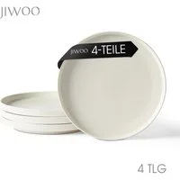 JIWOO Teller 4er Ø27,7cm, Speiseteller Steakteller Dessertteller Brotteller Plate, (4 St), Keramik Hochwertiges Tellerset Weiß Mikrowellen spülmaschinenfest