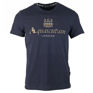 Aquascutum Signature Check Logo Navy T-Shirt