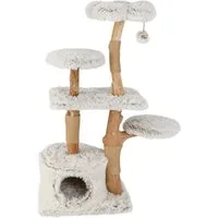 COSTWAY Kratzbaum, mit Katzenhöhle, Sitzplattform, Massivholz, 135cm
