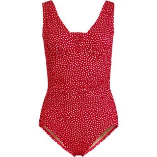 Shape-Badeanzug mit V-Ausschnitt SLENDER für Damen in D-Cup, Damen, size: regular, Blau, Nylon-Mischung, by Lands' End