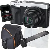 Panasonic DC-TZ99 silber Digitalkamera Set Angebot Kompaktkamera (inkl. Tasche, Karte, Mikrofasertuch, Display-Schutzfolie)