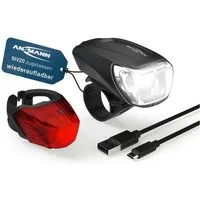 ANSMANN AG Fahrradbeleuchtung Fahrradlicht Set Akku StVZO zugelassen, Front- und Rücklicht