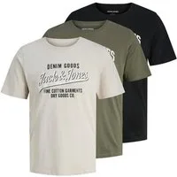Jack & Jones T-Shirt Jack & Jones Herren 3er-Pack T-Shirt JjEthan Regular-Fit Rundhals Logo