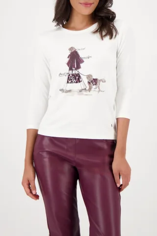 monari - T-Shirt mit Strassdesign off-white - Gr. - 46