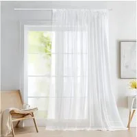Deconovo Gardine Wohnzimmer Gardinenschals mit Kräuselband Gardinen Wohnzimmer 1er Set, Store