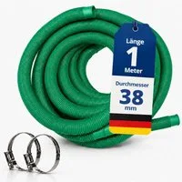 HAF Poolschlauch Schwimmbadschlauch Poolschlauch Solarschlauch Grün Ø 38mm 1 Meter, Schlauch "Made in Germany" mit Trennmuffen, inkl. 2 Schlauchschellen aus Edelstahl (25-40mm)