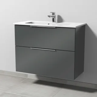 Sanipa 3way Waschtischunterbau zu Duravit ME by Starck Waschtisch mit 2 Auszügen, Anthrazit-Glanz UF72379