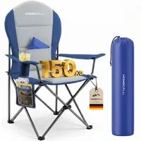 HOMECALL Campingstuhl Hochlehner 110cm mit Lendenwirbelstütze Klappstuhl Angelstuhl Faltbar (Bis 150kg, gepolstert, faltbar, stabil, 1 St), für Camp Garten Balkon