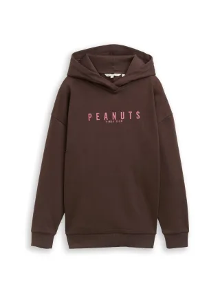Denim Tom Tailor - Hoodie Sweatshirt mit Snoopy-Rückenprint cool dark brown - Gr. - M