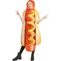 PartyFlamingo Lebensmittel-Kostüm Hot Dog Kostüm für Erwachsene mit Senf und Ketchup Einheitsgröße