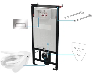 Neuesbad Wand-WC + WC-Sitz + Vorwandelement + CONTROL BUTTON SLIM Chrom NB1DECDVS6WPW1