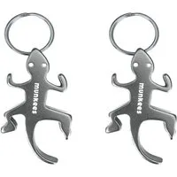 Munkees Flaschenöffner Flaschenöffner Eidechse im Doppelpack, Silber, Aluminium (Packung, 2-tlg), 2 Teile, eloxiertes Aluminium, Schlüsselanhänger