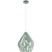 EGLO LED-Hängeleuchte Carlton-p, Leuchtmittel exklusive, Vintage Hängeleuchte, Hängelampe aus Metall in hellgrün, E27, Ø 31 cm