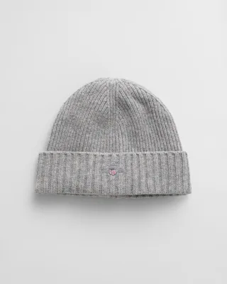 GANT - Shield Beanie aus Wolle grey melange - Gr. - OS