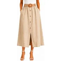 Mississhop Schlupfrock Damen Rock 100 % Baumwolle Dekorative Knopfleiste S/M