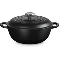 LE CREUSET Bräter Stew Pot Signature rund schwarz matt 26cm, Emailliertes Gusseisen