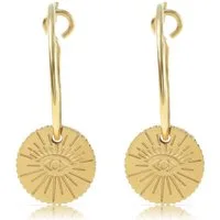 Made by Nami Ohrring-Set Edelstahl Ohrringe Gold hängend mit Augen Anhänger, Boho Schmuck Damen Wasserfest