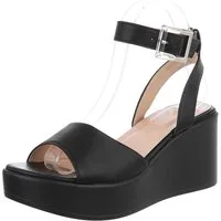 Ital-Design Elegante Keilsandalen für Damen mit verstellbarem Riemen Plateausandaletten (89852398) Keilabsatz/Wedge Keilsandaletten in Schwarz