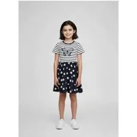 Blue Seven Jerseykleid (1-tlg) geringeltes Oberteil mit Motiv und mit Blumen bedruckter Rock