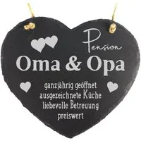 Camolo Wandtafel Schieferherz Pension Oma & Opa, (1-tlg), Mit Aufhängeseil