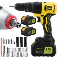 CkeyiN Akku-Bohrschrauber 32Nm 1450 U/min und Akku-Schlagbohrschrauber 400 Nm Set, 21 V, max. 2800 U/min, (27-tlg)