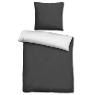 Sleezzz® Renforcé Wendebettwäsche dunkelgrau/weiß 135 x 200 + 80 x 80 cm